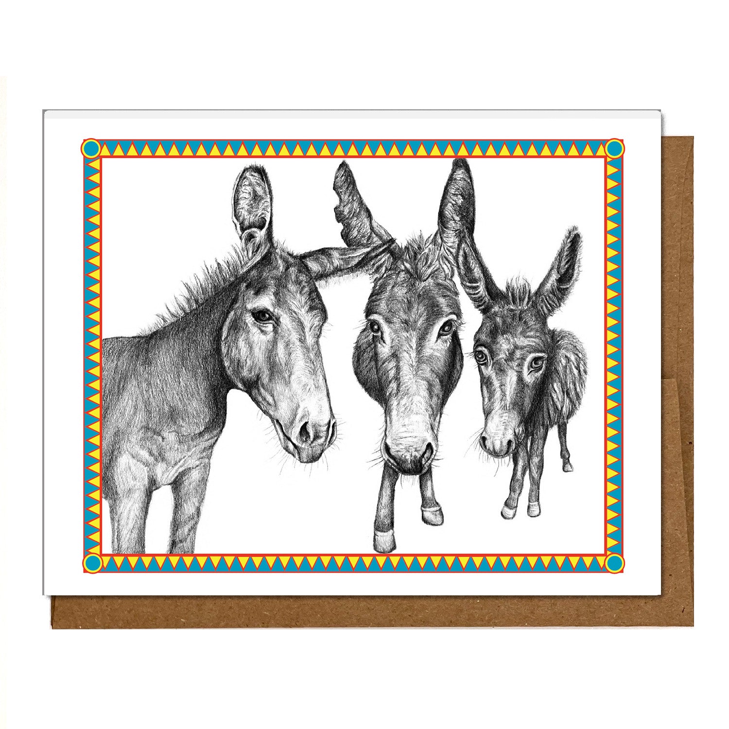 Donkey Notecard - Neddy, Apple, and Pear