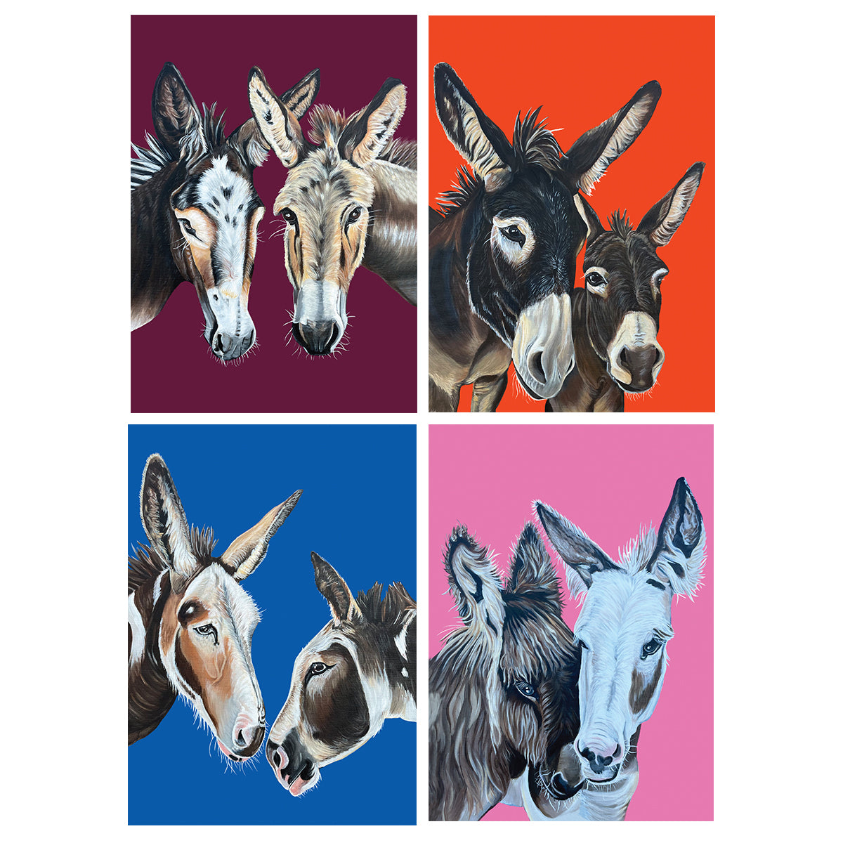 Donkey Greeting Card Set of 4 - Best Friends