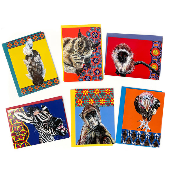 African Animal Greeting Cards - Pack of 6