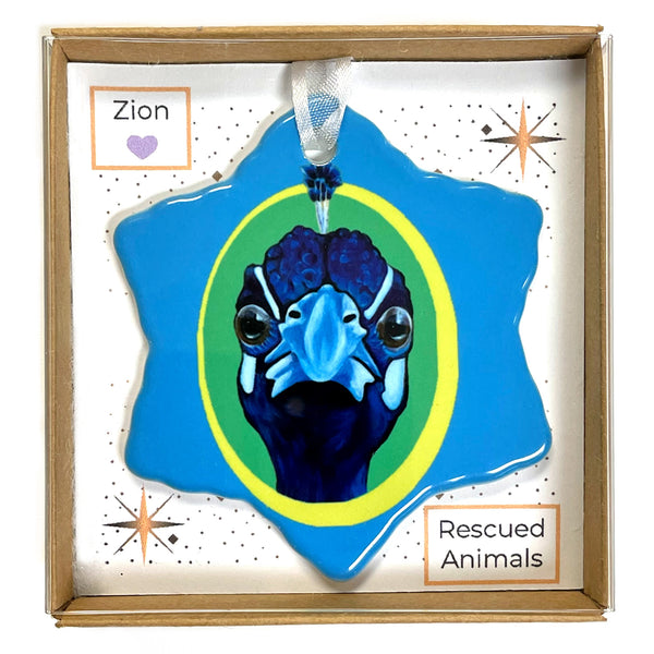 Peacock Holiday Ornament – Zion